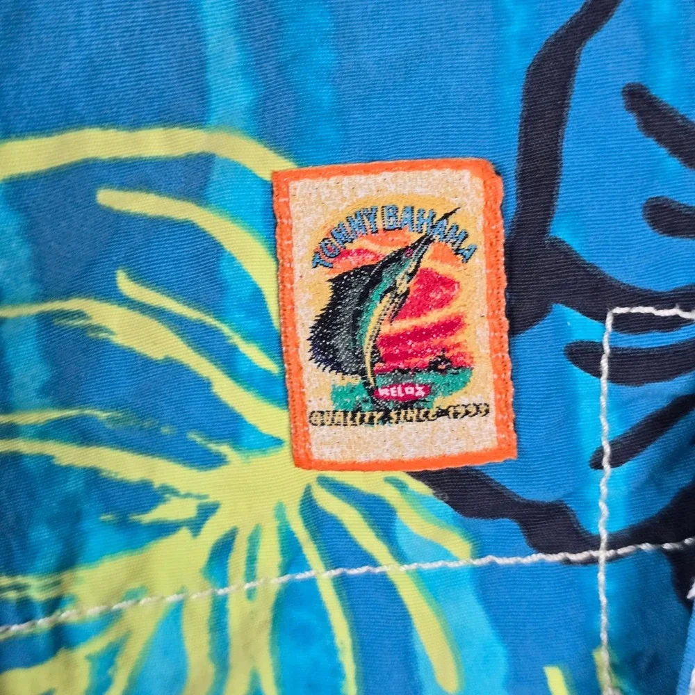 Vtg Tommy Bahama Men XL Blue Tropical Floral Mesh Lined Swim Trunks Board Shorts
